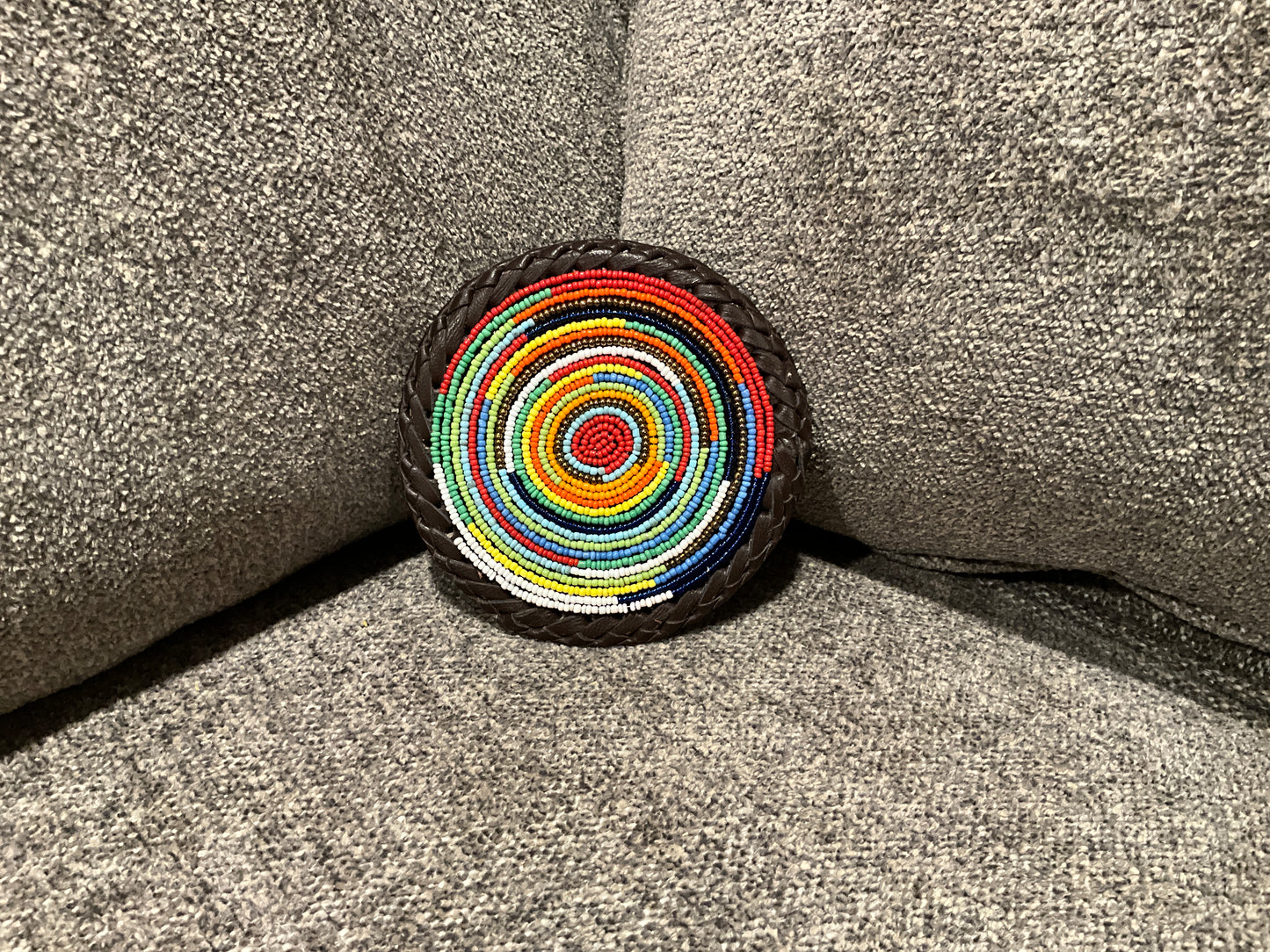 Beaded Leather Coaster